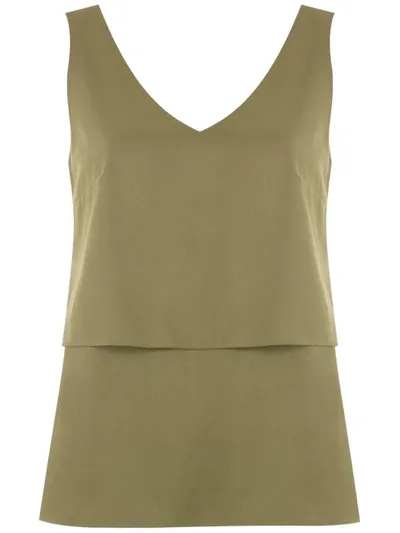 Alcaçuz Tiered V-neck Vest In Green