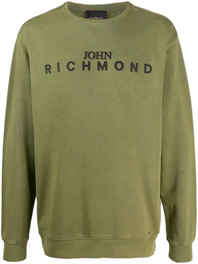 John Richmond Logo-print Cotton Sweatshirt In Military Green