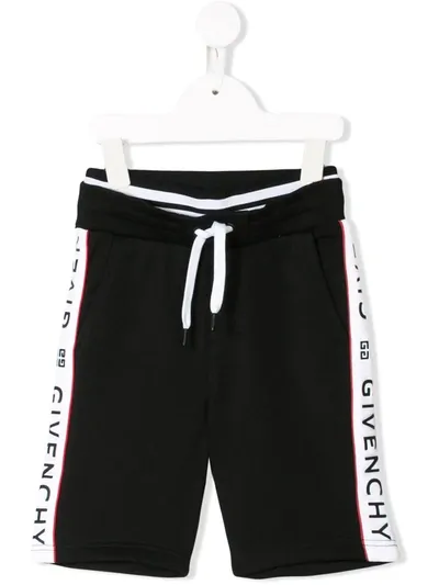 Givenchy Kids Running Shorts With Print In Black