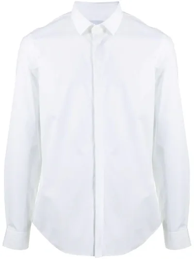 Dondup Shirt In White With Hidden Buttons