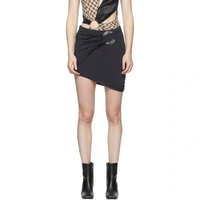 Misbhv Asymmetric Ruched Mini Skirt In Black