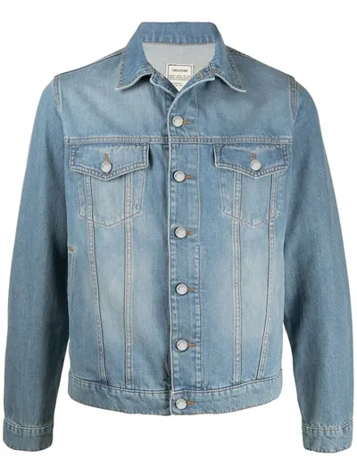 Zadig & Voltaire Base Embroidered Denim Jacket In Blue