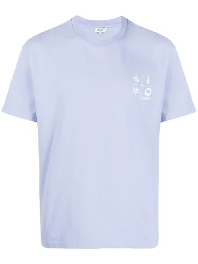 Kenzo Men's Compass Embroidered Tee In Blue