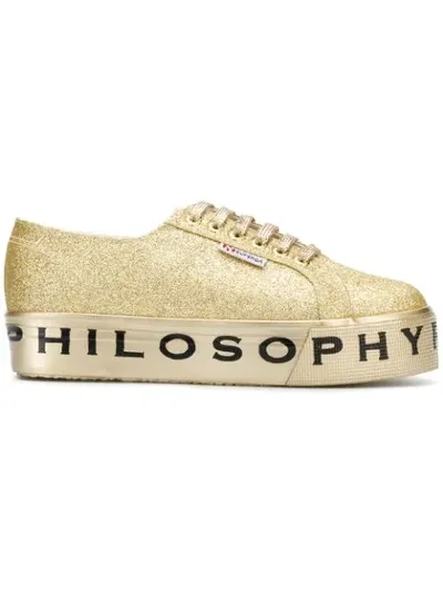 Philosophy Di Lorenzo Serafini Superga Flatform Glitter Sneakers In Oro