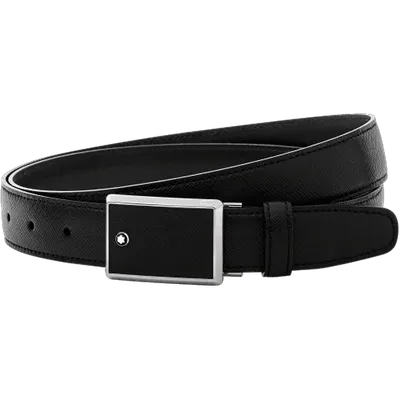 Montblanc Black 30 Mm Leather Belt