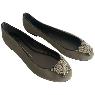 Pre-owned Giuseppe Zanotti Ballet Flats In Grey