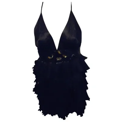 Pre-owned Faith Connexion Silk Mini Dress In Black