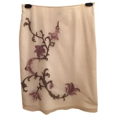 Pre-owned Valentino Silk Mid-length Skirt In White