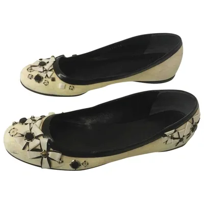 Pre-owned Gucci Leather Ballet Flats In White