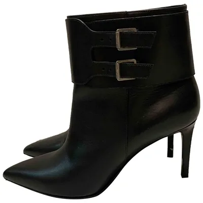 Pre-owned Saint Laurent Leather Ankle Boots In Black