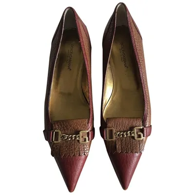 Pre-owned Dolce & Gabbana Leather Flats In Brown