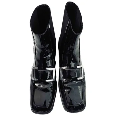 Pre-owned Sergio Rossi Patent Leather Ankle Boots In Black