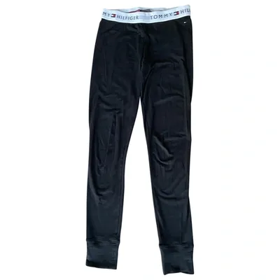 Pre-owned Tommy Hilfiger Black Cotton Trousers