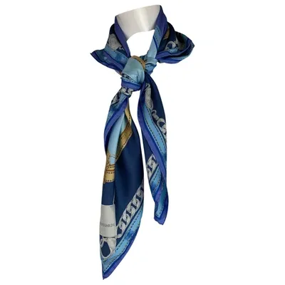 Pre-owned Trussardi Silk Scarf In Blue