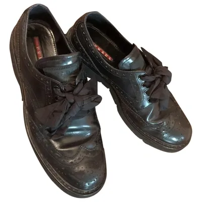 Pre-owned Prada Leather Lace Ups In Black