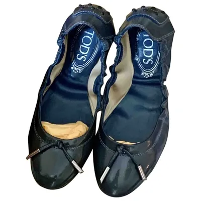 Pre-owned Tod's Leather Ballet Flats In Blue