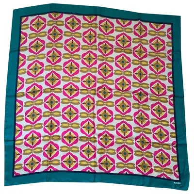 Pre-owned Fossil Silk Scarf In Multicolour