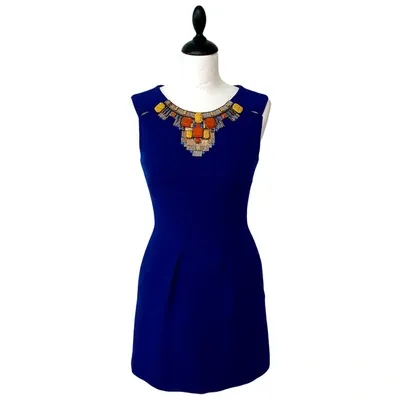 Pre-owned Matthew Williamson Wool Mini Dress In Blue