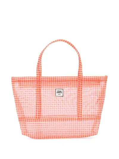 Opening Ceremony Small "gingham Chinatown Tote" Bag In Orange