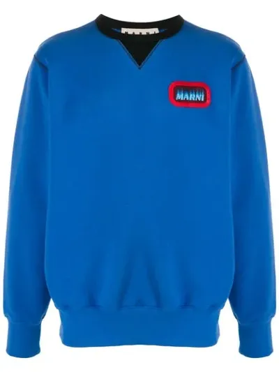 Marni Contrast Neck Sweatshirt In Azure