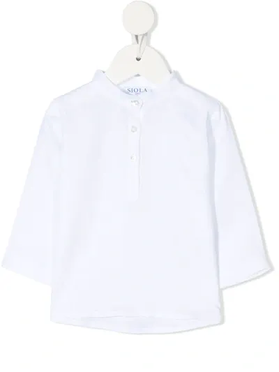 Siola Babies' Round-neck Buttoned Shirt In 白色