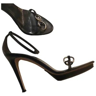 Pre-owned Sergio Rossi Leather Sandals In Black