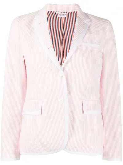 Thom Browne Narrow Shoulder Classic Sb S/c W/gg Tipping In Seersucker In Pink