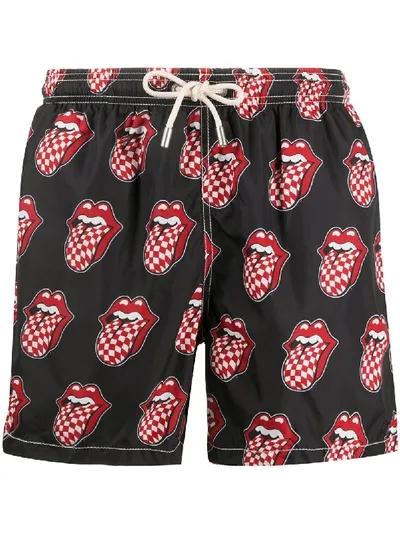 Mc2 Saint Barth Rolling Stones® Tongue Light Swim Shorts In Black