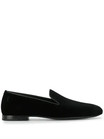 Saint Laurent Almond-toe Slippers In Black