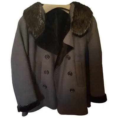 Pre-owned Prada Wool Biker Jacket In Anthracite