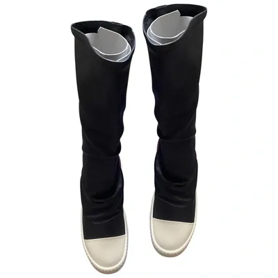 Pre-owned Rick Owens Leather Boots In Black