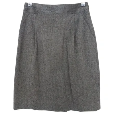 Pre-owned Max Mara Wool Mid-length Skirt In Grey