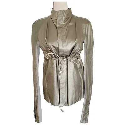 Pre-owned Rick Owens Leather Jacket In Metallic