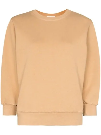 Agolde Thora Cotton Crewneck Sweatshirt In Beige