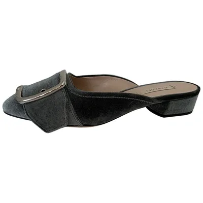 Pre-owned Casadei Velvet Mules In Grey