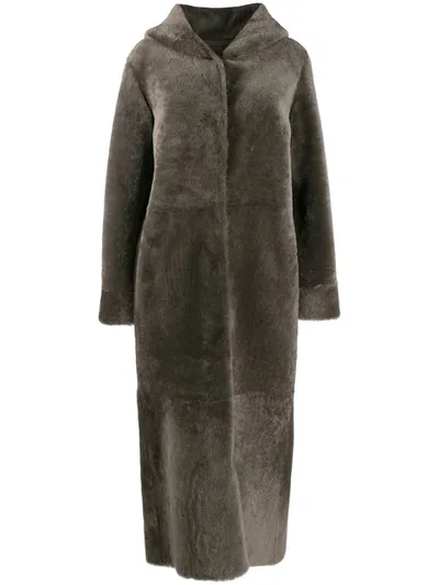 Liska Hooded Fur Coat In Green