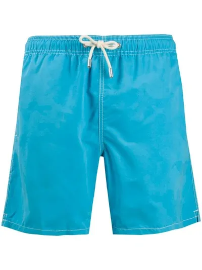 Mc2 Saint Barth Logo Patch Swim Shorts In Blue