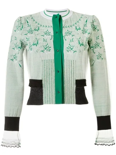 Mame Kurogouchi Cocoon Layered Knit Cardigan In Green