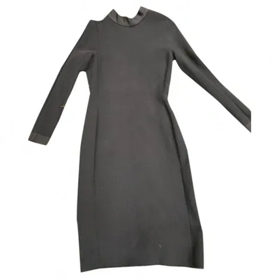 Pre-owned Lanvin Wool Mid-length Dress In Black