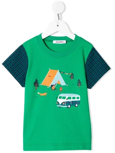 Familiar Kids' Camping-print T-shirt In Green