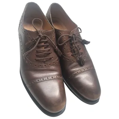 Pre-owned Gucci Leather Lace Ups In Brown