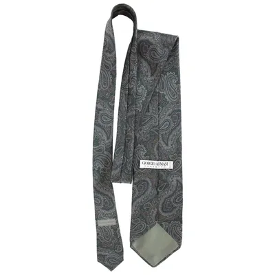 Pre-owned Giorgio Armani Silk Tie In Grey