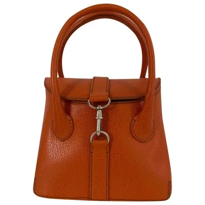 Pre-owned Trussardi Leather Handbag In Orange