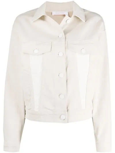 See By Chloé Logo-print Denim Jacket In White