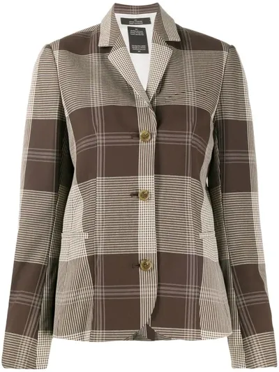 Rokh Checked Print Blazer In Brown