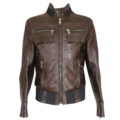 Pre-owned Dolce & Gabbana Leather Jacket In Brown