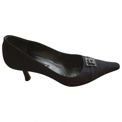 Pre-owned Bruno Magli Cloth Heels In Black