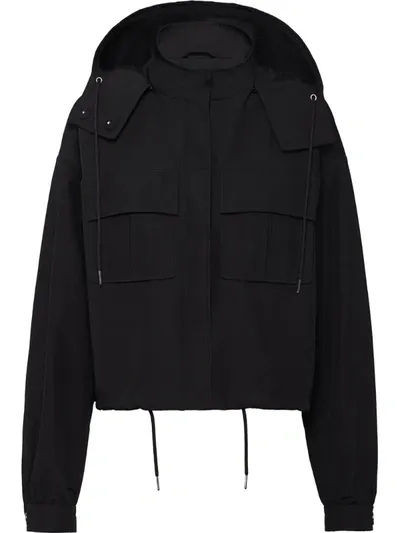 Prada Technical Poplin Jacket In Black