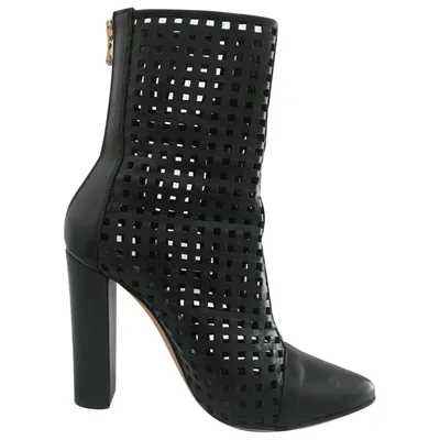 Pre-owned Balmain Leather Ankle Boots In Black