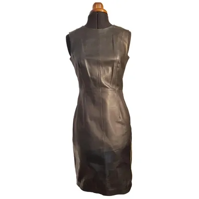 Pre-owned Muubaa Leather Mid-length Dress In Black